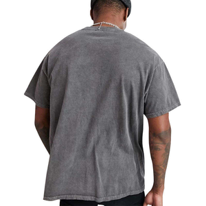 T-shirt délavé à l'acide, T-shirts délavés à l'acide de grammage lourd, T-shirt vert délavé à l'acide, texture respirante, tissu 100% coton, coupe classique - Product Image 4