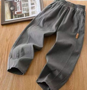 Pantalones de Algodón para Niños, Estilo Casual Retro, de Secado Rápido, Corte Recto y Holgado, Color Sólido, para Primavera y Otoño - Product Image 4