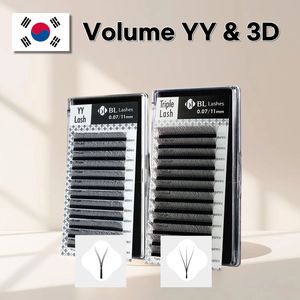 [Private Label] BEST Korea PBT Premade Fans YY, Triple Lash 0.07 Wholesale (C,D Curl)(8-13mm Mix) Individual Soft Eyelash - Product Image 1