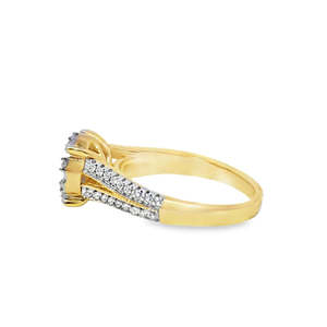 14K Solid White Gold <b>Split</b>-Shank <b>Ring</b> with 0.50-Carat Baguette Cut Cluster Lab Grown Moissanite Rhodium Plated VS1 VVS2 Clarity - Product Image 3