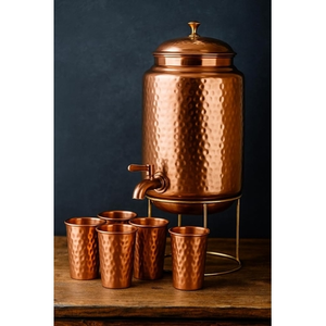 Dispensador de agua de cobre de primera calidad con grifo de latón resistente, diseñado para una hidratación saludable y fresca, adecuado para el uso diario en el hogar. - Product Image 3