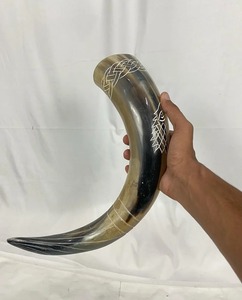Vaso de Cuerno Pulido Ecológico Genuino con Funda de Cuero, Jarra de Cerveza Estilo Vikingo, Vajilla Medieval para Taberna, Regalo para el Hogar - Product Image 3