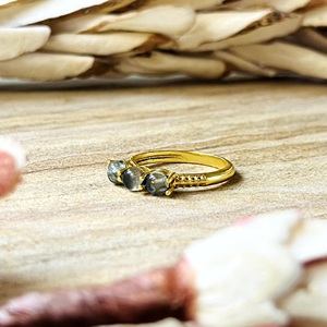 New Best Design <b>Labradorite</b> Gold <b>Ring</b> Boho Brass <b>Rings</b> For Women 18k Gold Plated Ethnic Three Stone Bands Wholesale/OEM/ODM - Product Image 3