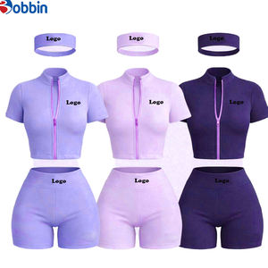 Conjuntos Deportivos de Verano para Mujer, Ropa Urbana Personalizada, Chaqueta de Manga Corta con Cierre y Pantalones Cortos, Conjunto de 3 Piezas, Tendencia en Ventas - Product Image 2