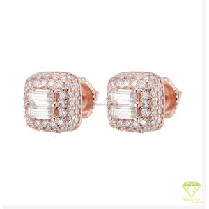 Boucles d'oreilles en argent sterling 925 serties de moissanite baguette de haute qualité, bijoux de luxe pour hommes et femmes - Product Image 4