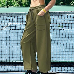 Pantalon de jogging décontracté d'été pour femme, taille haute, coupe ample, avec cordon de serrage, jambe large, style streetwear, vente en gros - Product Image 5