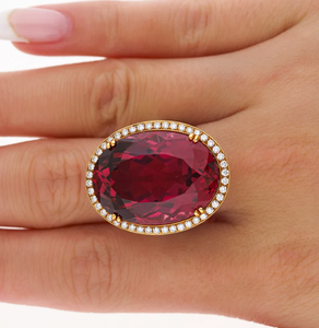AssayJewelers Vintage IGI Certified Cocktail <b>Ring</b> 18K Gold Plated Floral Halo Diamond Pave Setting Women's Engagement <b>Ring</b> - Product Image 4