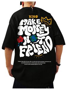 เสื้อยืดโอเวอร์ไซส์สีดำพิมพ์ลายสำหรับผู้ชาย ราคาโรงงาน แขนสั้น คอกลม พิมพ์ลายตัวอักษรด้านหลัง ผ้าเจอร์ซีย์คอตตอน 100% - Product Image 3