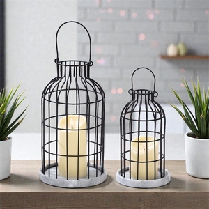 Black Iron Wire <b>Candle</b> <b>Lanterns</b> Modern Design Durable Metal Holder Home Decoration - Product Image 3