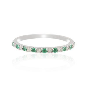 18K White Gold Emerald <b>Diamond</b> Cluster Eternity Band IGI Certified Resizable - Product Image 1