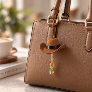 Breloque de sac personnalisée en forme de mini chapeau de cowboy en feutre non tissé, pendentif à suspendre pour sac à dos - Product Image 5