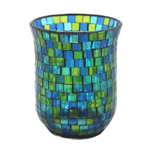 Bougeoir Votive de Luxe en Verre Mosaïque Designer Vert Aqua pour Décor Extérieur d'Halloween - Product Image 1