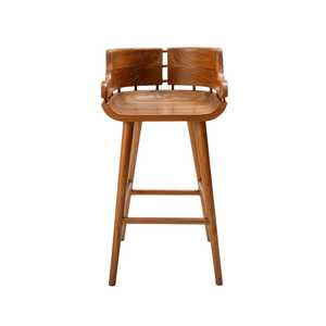 Modern Solid Wood Bar <b>Stool</b> Wooden Counter Chair Curved Back Kitchen Bar Chair Cafe <b>Dining</b> <b>Stool</b> - Product Image 2