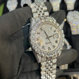 Reloj de Lujo con Incrustaciones de Diamantes VVS Moissanite para Hombre, con Fecha, Esfera Romana, Acero Inoxidable 904L, Estilo Hip Hop - Product Image 4