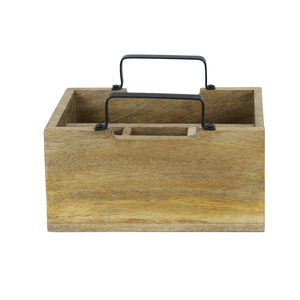 Indian-Made Eco-Friendly Modern Wooden Square Bucket for Tableware Cutlery & Tissue Storage Restaurants Hotels Decorative <b>Caddy</b> - Product Image 2