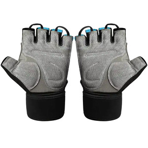 Half <b>Finger</b> Fitness Gloves Black Blue Gray Mesh Polyester Breathable Non Slip Adjustable Wrist <b>Strap</b> Gym Weight Lifting Workout - Product Image 3