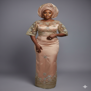 Luxury Nigerian George <b>Fabric</b> Set Heavy Gold Embroidery Beads Traditional Wedding Bridal Wrap Lace Indian 120 GSM Girls - Product Image 3