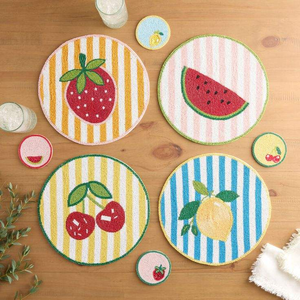 Posavasos redondo de fresa roja con cuentas, tapete bordado de cuentas de vidrio, decoración de mesa hecha a mano para comedor - Product Image 5