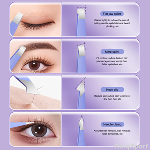 Pinzas para Cejas en Oferta, 4 Piezas, Herramienta de Belleza de Acero Inoxidable, Pinzas Puntiagudas para Cejas - Product Image 4