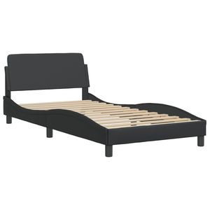 Base de Cama Individual de Cuero Sintético Negro, Madera Contrachapada con Estructura Metálica - Product Image 2