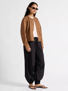 Chaqueta Cortavientos Tipo Bomber para Mujer, Color Marrón, Manga Larga, Cierre de Botones, Tejido de Poliéster, para Otoño - Product Image 5