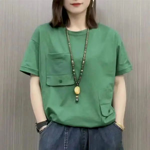 T-shirts Oversize Femme Tendance 2025 – Nouveauté Décontractée à Manches Courtes avec Poches, Coupe Ample Amincissante, Style Y2K, T-shirt Léger d'Été - Product Image 1