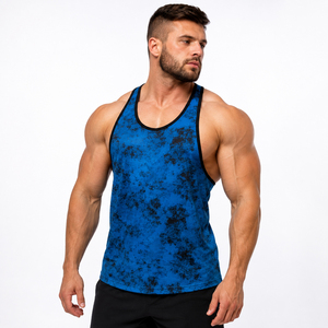 Wholesale <b>Men</b> Printed Tank Top 100% Cotton Polyester Breathable <b>Singlet</b> <b>Men</b> Gym Wear Racerback Top <b>Men</b> Workout Wear Vest Top - Product Image 2