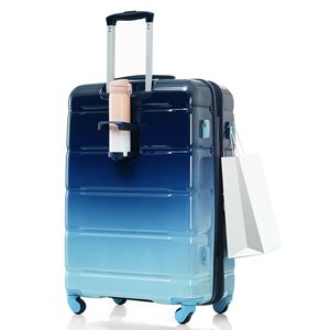 Set portabagagli USB da 20 pollici con supporto per portabicchieri blu gradiente certificato compagnia aerea con ruote a Spinner a guscio rigido ABS + PC - Product Image 3