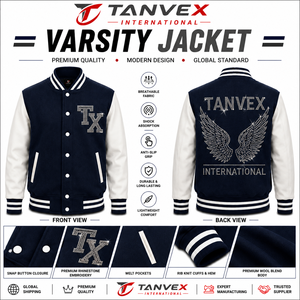 เสื้อแจ็คเก็ตวาร์ซิตี้สำหรับผู้ชาย TANVEX INTERNATIONAL รุ่นรักษ์โลกสำหรับฤดูหนาว ลายดอกกุหลาบพร้อมโลโก้ TX ด้านหน้าและด้านหลัง - Product Image 4