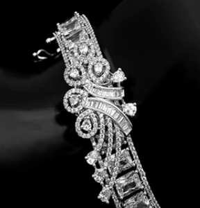 Best Quality <b>Silver</b> Foil Kundan Screw Openable <b>Charm</b> <b>Bracelet</b> with Zircon Stones for Women Trendy Party Wear - Product Image 2