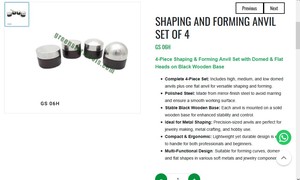 Ensemble d'outils de façonnage et de modelage pour bijoux, 4 pièces, comprenant un enclume bombée et plate, pour le travail du métal sur banc, avec base en bois |   Numéro d'article GS-06H - Product Image 3