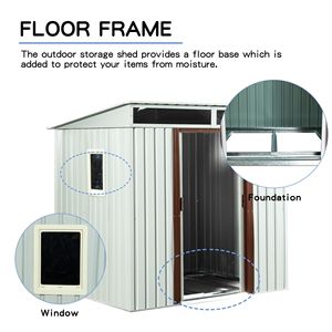 Abri de jardin en métal blanc de 1,8 m x 1,5 m avec fenêtre pour l'organisation - Product Image 2