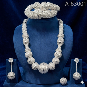Ethnic Handmade Gold & <b>Silver</b> <b>Necklace</b> <b>Set</b> with Earrings Traditional Indian Design A-63005 - Product Image 5