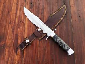 Couteau Bowie à pointe clip artisanaux, lame en acier D2, manche en bois, étui en cuir, pour l'extérieur, personnalisable OEM/ODM, DIY - Product Image 4