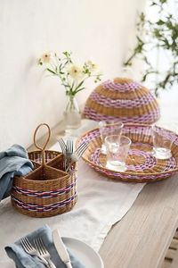 VGreen Art Rattan – Couvercle alimentaire multifonctionnel écologique en rotin, panier de rangement rectangulaire anti-poussière avec poignée, artisanat moderne pour la cuisine - Product Image 4
