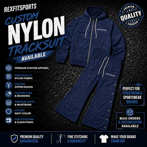 REXFIT SPORTS 2026 Custom Navy <b>Nylon</b> <b>Tracksuit</b> <b>Men</b> Hooded Zip Up Jacket Wide Leg Pants Two Piece Sportswear Set Custom Logo - Product Image 1