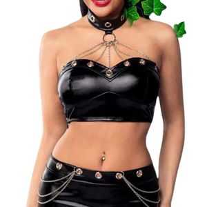 Womens Wetlook Set Stylish Two Piece Party Outfit Bodycon Top And Shorts Fashionable Clubwear Lingerie Style Wholesale Apparel - Product Image 4