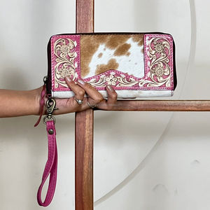 Premium Hand Tooled Genuine Leather <b>Wallet</b> Clutch Cowhide Western Floral Carved Wristlet <b>Purse</b> Handmade <b>Women</b>’s Clutch <b>Purse</b> - Product Image 3