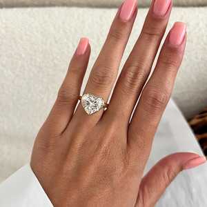 5 Carat Heart Shape Lab Grown <b>Diamond</b> Bezel Prong Set Engagement <b>Ring</b> , 14k Gold Low Set Heart <b>Diamond</b>, IGI Certified - Product Image 6