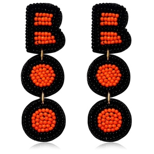 Lightweight and Comfortable Handmade Beaded Pumpkin <b>Earrings</b> <b>Cute</b> Halloween Dangle <b>Earrings</b> for Women & Girls Gift Markets - Product Image 3