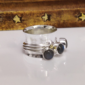 <b>Labradorite</b> Spinner <b>Ring</b> 925 Sterling Silver Handmade Fidget Meditation Jewelry <b>Ring</b> - Product Image 2