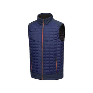Gilet matelassé bleu marine pour homme avec col montant et fermeture éclair, coupe-vent, vêtement d'extérieur décontracté pour l'hiver - Product Image 1