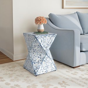Contemporary Blue Bone Inlay MDF Side Table Handmade Luxury Bedside Wardrobes End Table Home Decor Furniture B2B Supply - Product Image 4