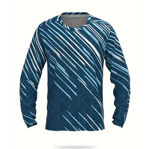 Camiseta de Manga Larga con Cuello en V para Hombre, Talla Grande, Sublimada, con Diseño Personalizado, Ecológica, Transpirable, 100% Poliéster, Logotipo Personalizado - Product Image 1