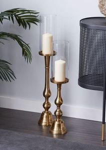 Golden Aluminium Candle <b>Stand</b> With <b>Glass</b> top Customized Metal Candle <b>Holder</b> For Home & Event Decoration Christmas Candle <b>Holders</b> - Product Image 5