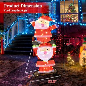 Decorazione Natalizia Gonfiabile da Giardino con Doppio Babbo Natale LED, Luci a Stringa e Picchetti per Esterni - Product Image 4