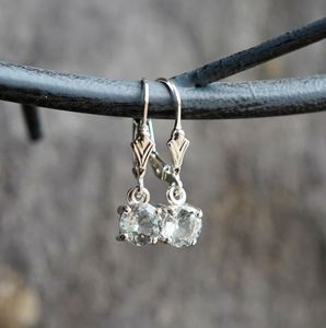 Natural Aquamarine Lever <b>Back</b> Drop <b>Earrings</b> 925 Sterling Silver Gold Plated 6mm Round Dangle Elegant Luxury Gemstone Jewelry - Product Image 2