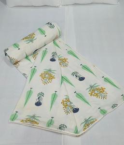 Indian Handmade Vintage Reversible Razai Dohar Soft Cotton <b>Quilt</b> Hand Block Print Floral Design AC Blanket All-Season Home Use - Product Image 2