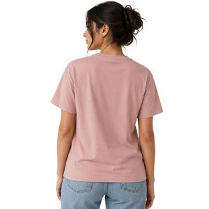 เสื้อยืดคอกลมพิมพ์ลายดอกไม้สีชมพูหม่นสำหรับผู้หญิง สวมใส่สบาย ระบายอากาศได้ดี เหมาะสำหรับฤดูร้อน รับผลิตตามแบบ OEM แฟชั่นเสื้อยืด - Product Image 2