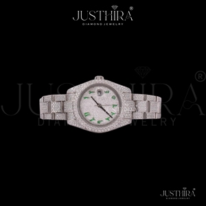 Reloj de lujo con números arábigos y diamantes, estilo hip hop para hombre y unisex, reloj de pulsera de acero inoxidable estilo rapero. - Product Image 4